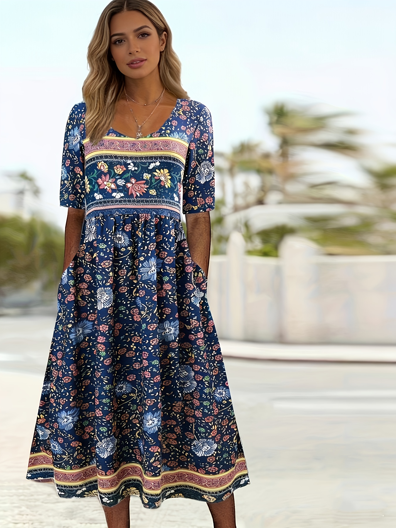 Navy Blue Dress For A Summer Wedding Guest 2019 Boho Summer Dresses Plus  Size Sold On Temu Canada