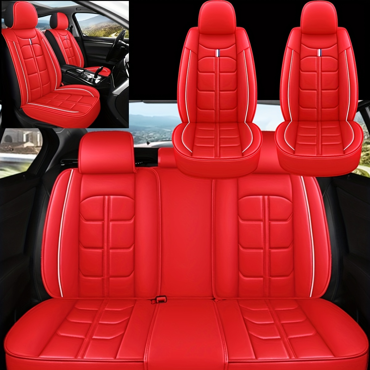 TEMU New Pu Leather Car Seat Covers