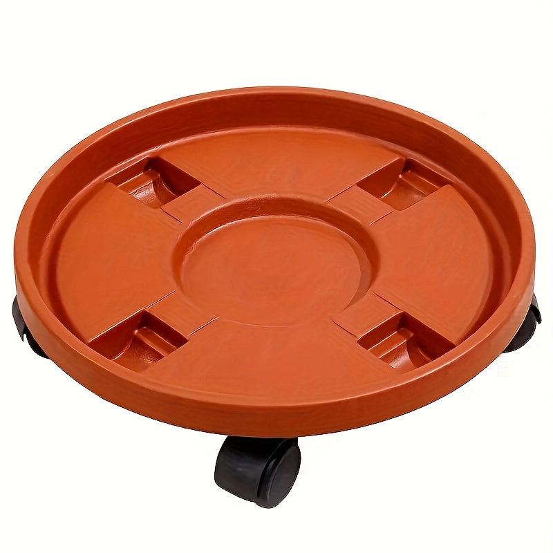 TEMU Versatile -duty Rolling Plant Stand Removable Red Tray - Indoor/, 9.05in-10.24in Diameter, 4