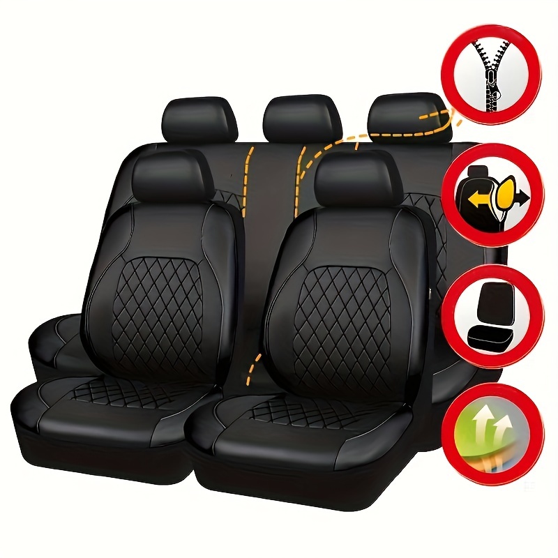 

9pcs Pu Leather Car Seat Cover Set Full Surrounding Seat Cushion Protector With Scratch Resistant Fit Sedan Suv Pickup Seat