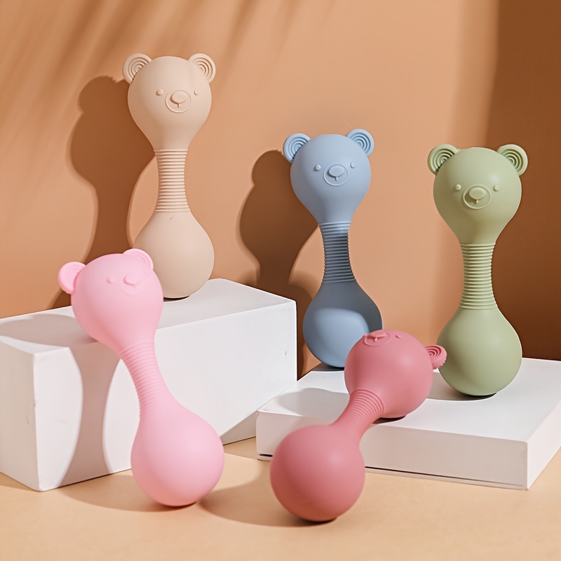 Baby Silicone Bear Sensory Toy - Interactive Rattle & Sound Maker with Soft Textured Design, Multi-Color Options for Infant Developmental Play, Christmas Birthday Gift for Newborns Toddlers, Toy for Baby, Toddler Play, Playful Design, Nontoxic Material, First Birthday Present