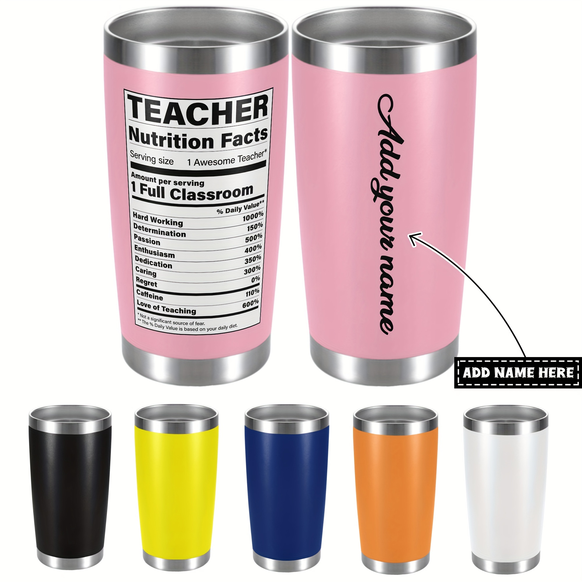 

20oz Customizable Teacher Tumbler - , Bpa-free Metal Travel Mug With Lid For Hot And Cold Drinks - Perfect Gift For Birthdays, Christmas, And More