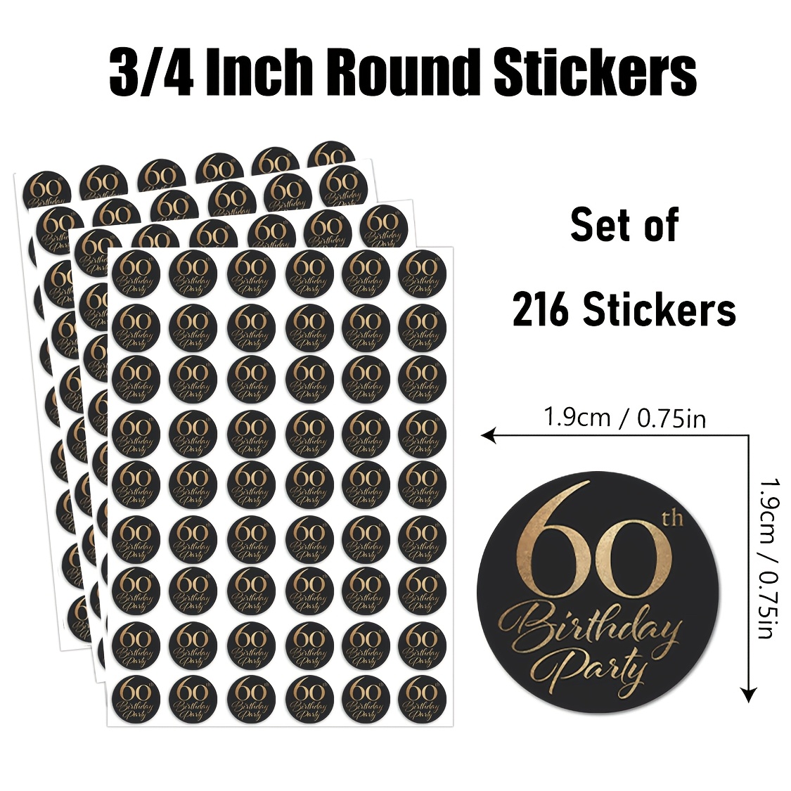 Image of 216pcs Of Stickers For , Designed For A 60th Birthday Celebration, Including Decorations For , Gift Wrapping, Envelope Seals, And Goodie Bags