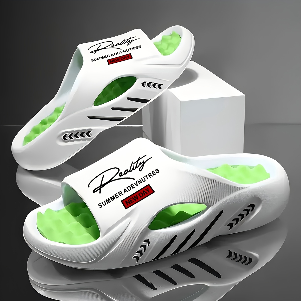 Men'S And Women'S Thick-Soled Oversized Fashion Print Comfort Slippers | Lightweight, Stylish, All-Season, Eva Material, Open Toe, Slip-On Closure, Perfect For Daily Use, Couples, And Family - A Practical Gift