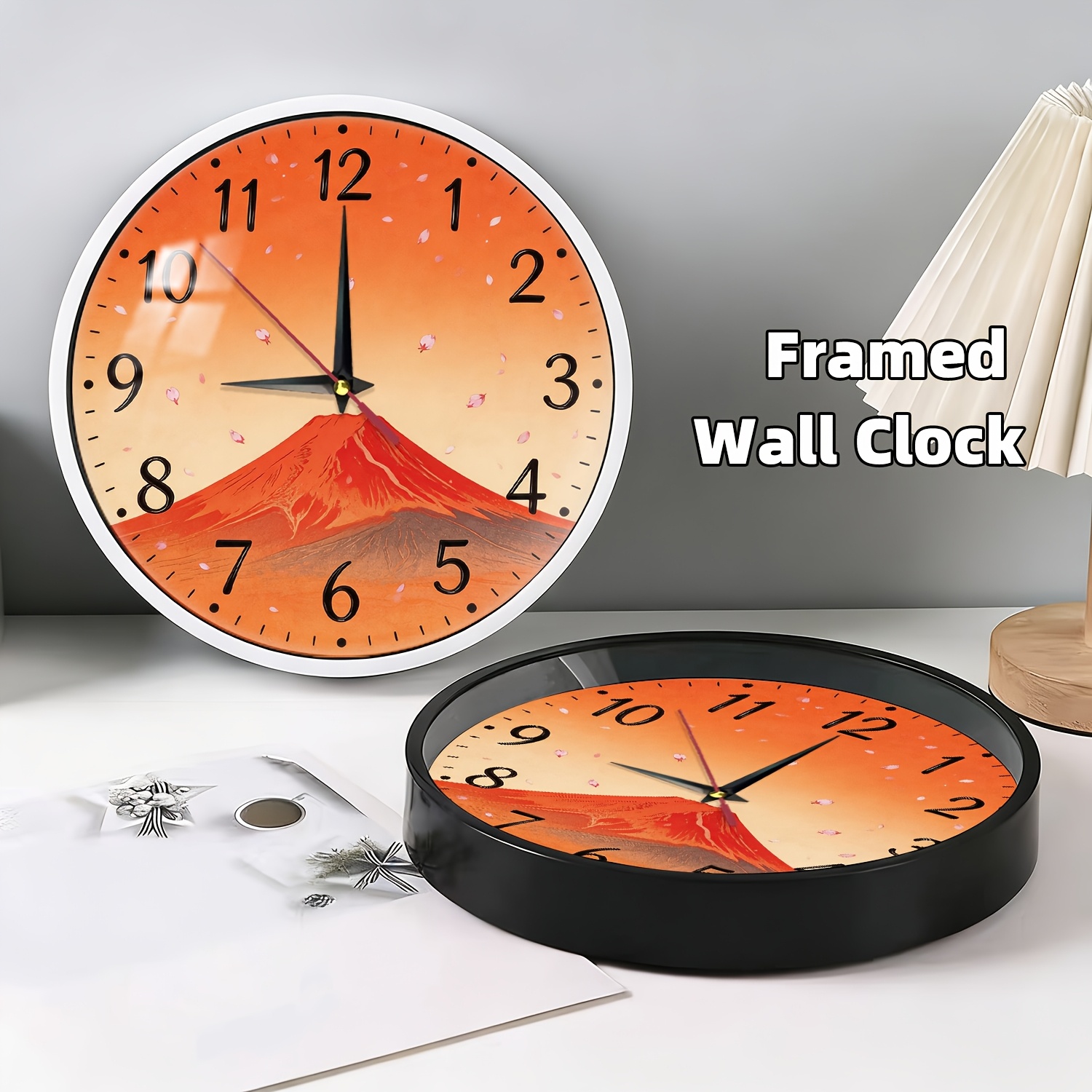 framed decorative wall clock japanese   cherry   wall clock suitable for bedrooms living rooms kitchens   aesthetic decoration ideal gift non luminous