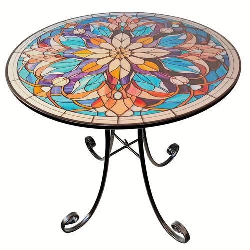 metal table for outdoor side round tables rooster or flower pattern balcony coffee table small accent end table for indoor outdoor garden patio decor