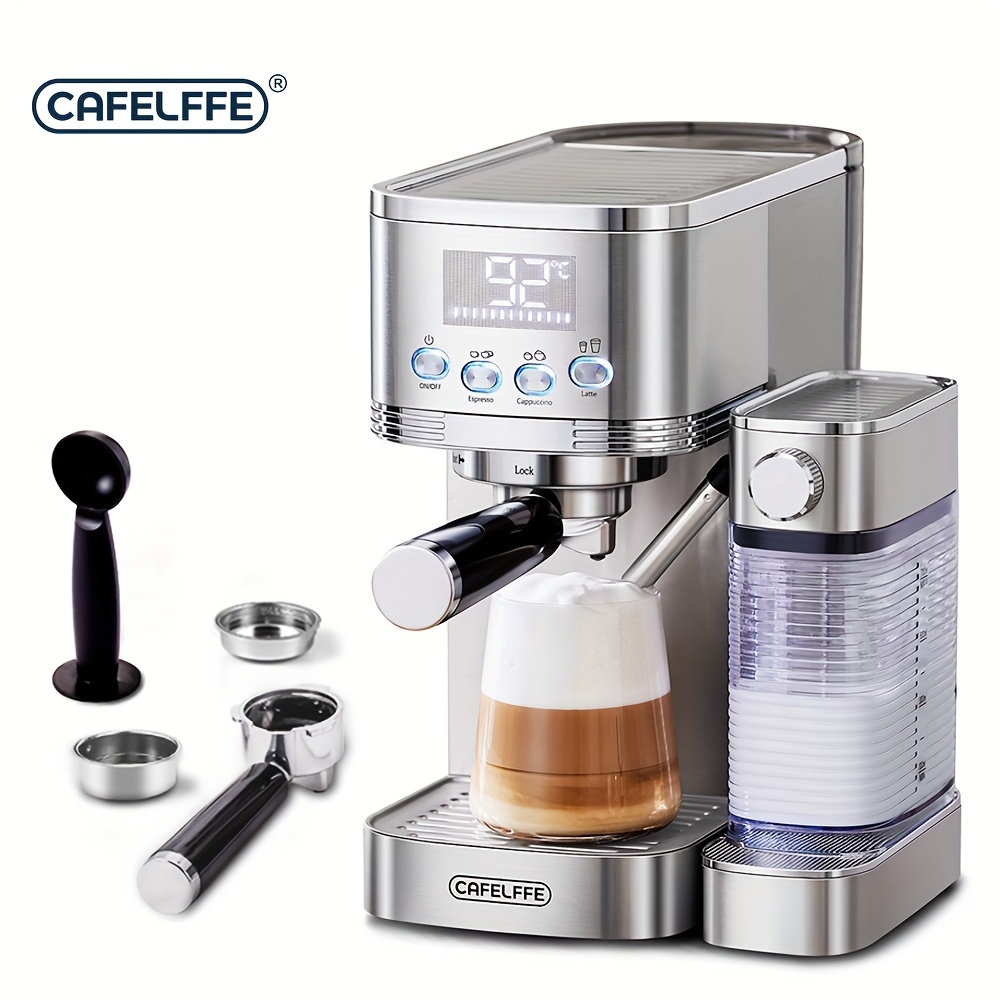 Image of Cafelffe Semi-automatic Espresso Machine Mk801, Coffee Machine With Automatic Milk Frothing, Espresso, Latte And Cappuccino, Self-cleaning, 20bar Pressure, 1.3l Water Tank, 0.7l Milk Tank