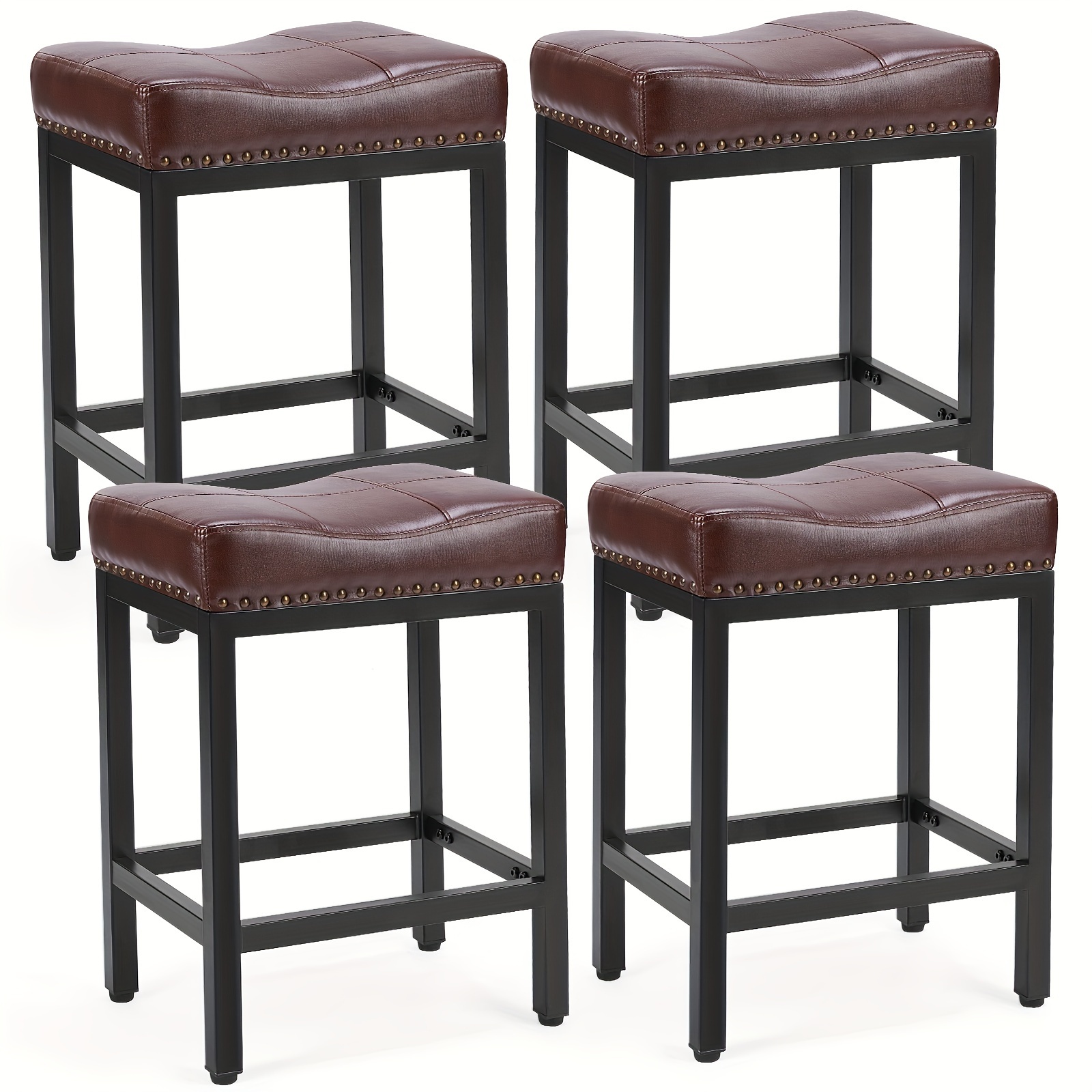 Bar Stools Counter Height Saddle Stools Modern Pu Leather - Temu