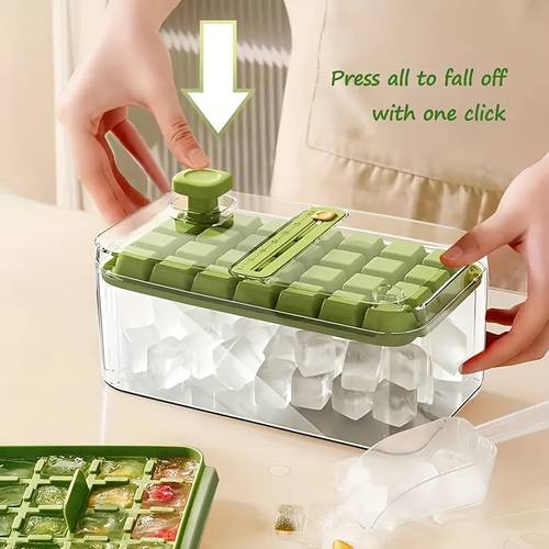 double layer 56 grid maker tray large capacity ice maker with design transparent lid controller durable plastic for refrigerator beverages coffee kitchen essentials trays for freezer beverage cooling integrated handle feature mechanism freezer storage sturdy construction household use