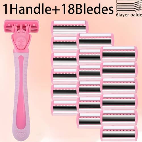 1 handle 18 womens epilator body bikini manual razor 6 layer stainless steel blade replaceable safety shaving