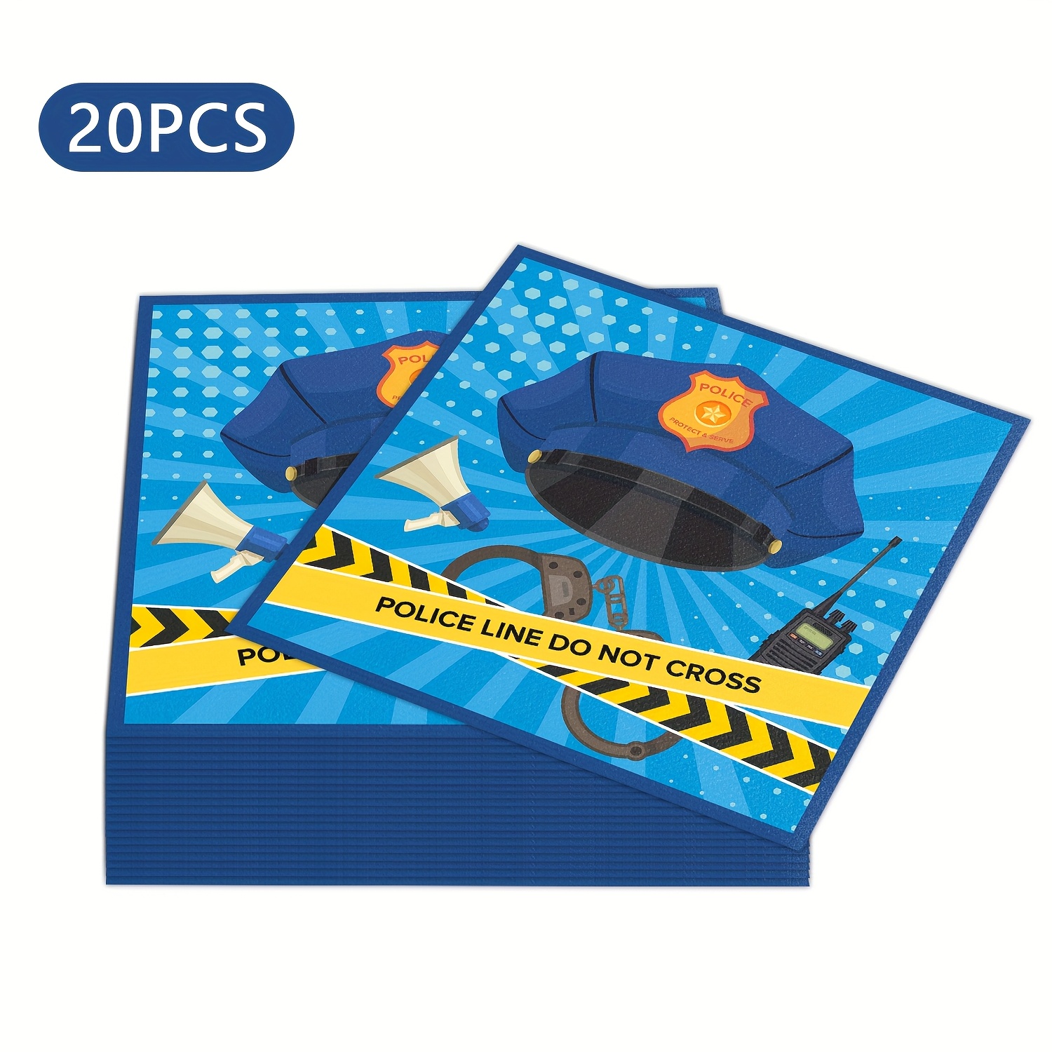 Image of 20pcs Police Birthday Napkins Police Party Napkins, Table Decoration, Paper Napkins, Police Theme Birthday Party Additions For Birthday Party Decoration Table Napkin