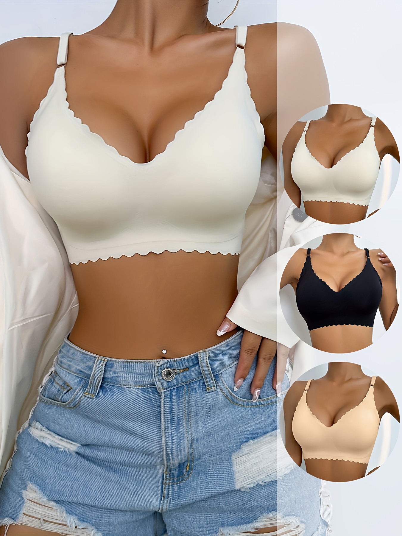 women's nylon blend sports bras medium support removable - Temu Mauritius