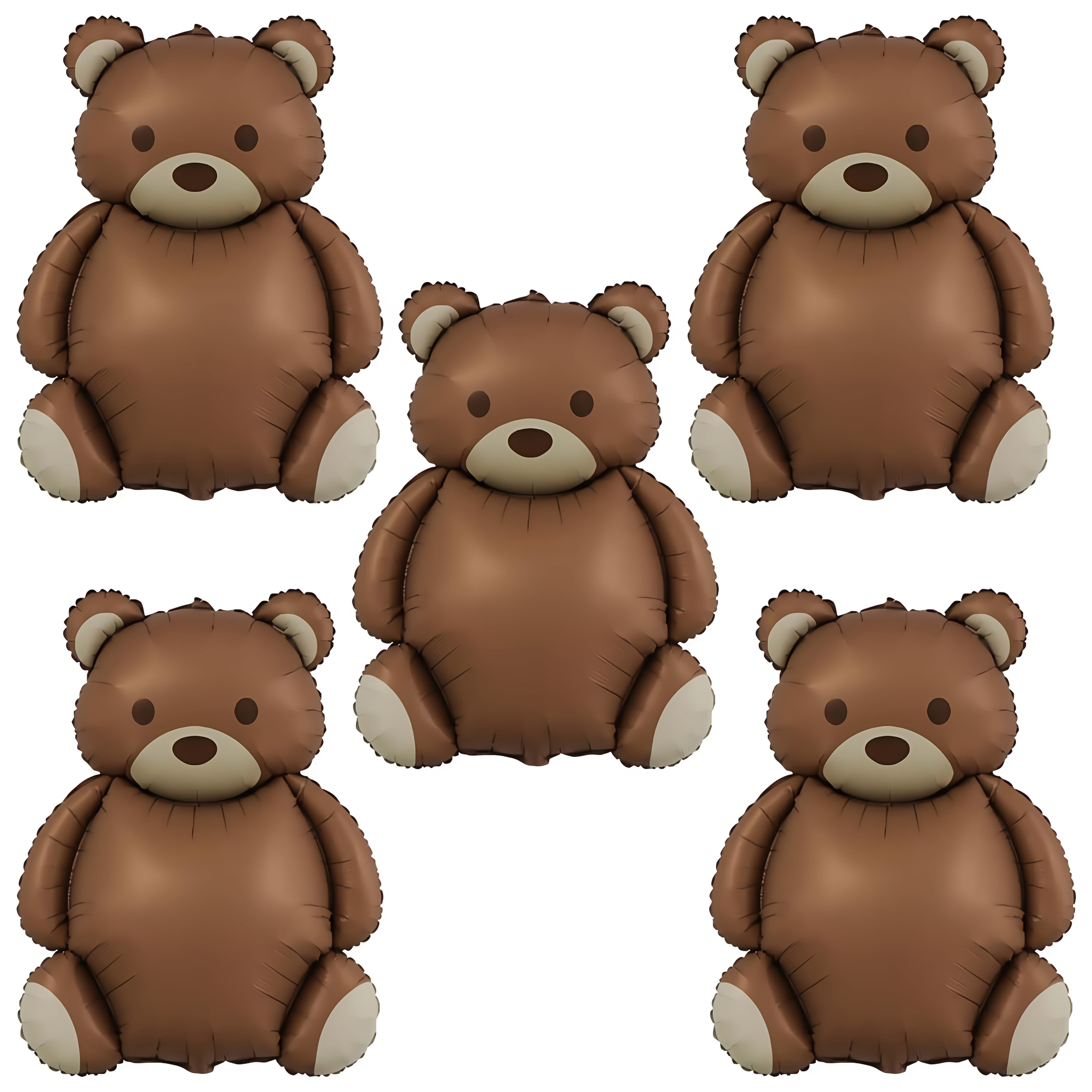 Image of 35 Inch Brown Bear Balloons 5pcs Matte Birthday Balloons For Home Decor Jungle Zoo Woodland Themed Party Shower Decoration