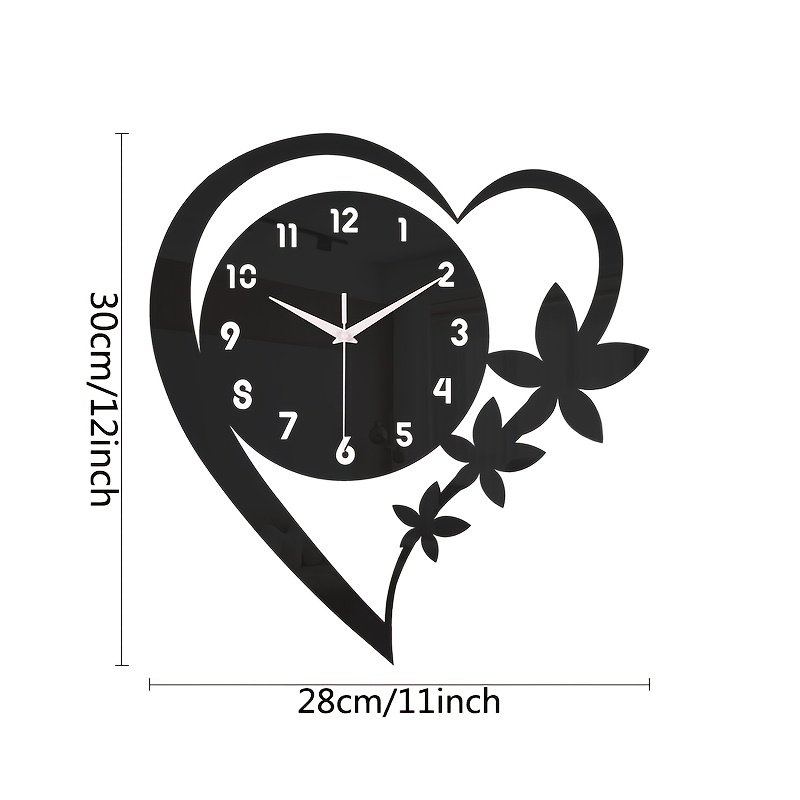 Image of 1 Pc, Acrylic Wall Clock In Of A Heart, Valentine's Day Clock, Silent Wall Clock, Suitable For Living Room, Bedroom, Kitchen And Office Decoration, Scene Decoration, Gifts For Lovers .
