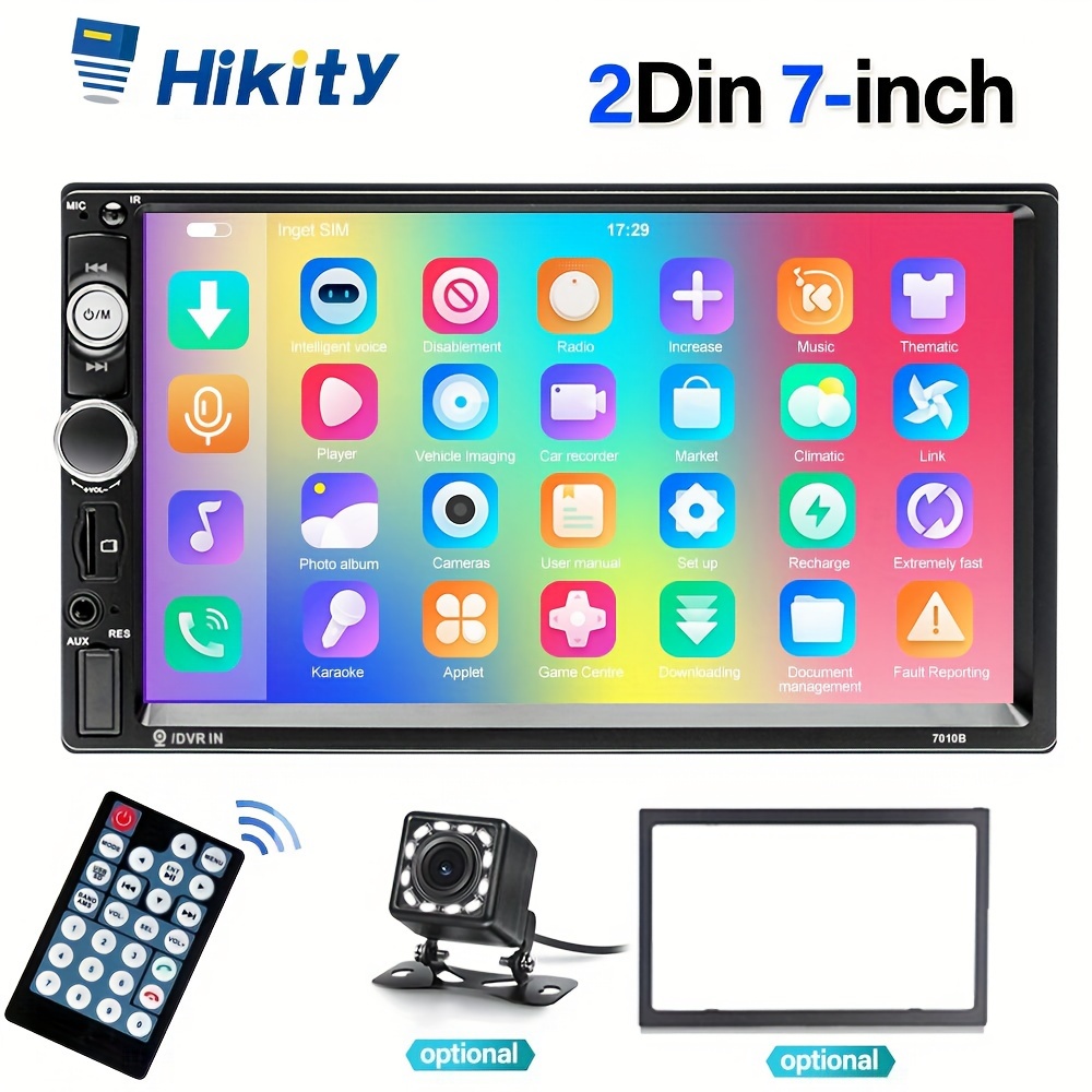 

Hikity Double Din 7'' Car Car Multimedia -in Autoradio Fm Aux Usb Sd + (optional)