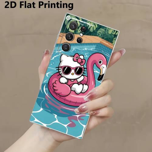 cartoon flamingo float pool pattern phone case for samsung galaxy s20 s21 s22 s23 s24 s25 series fit protective cover with vibrant 2d printing durable material precise cutouts lightweight design