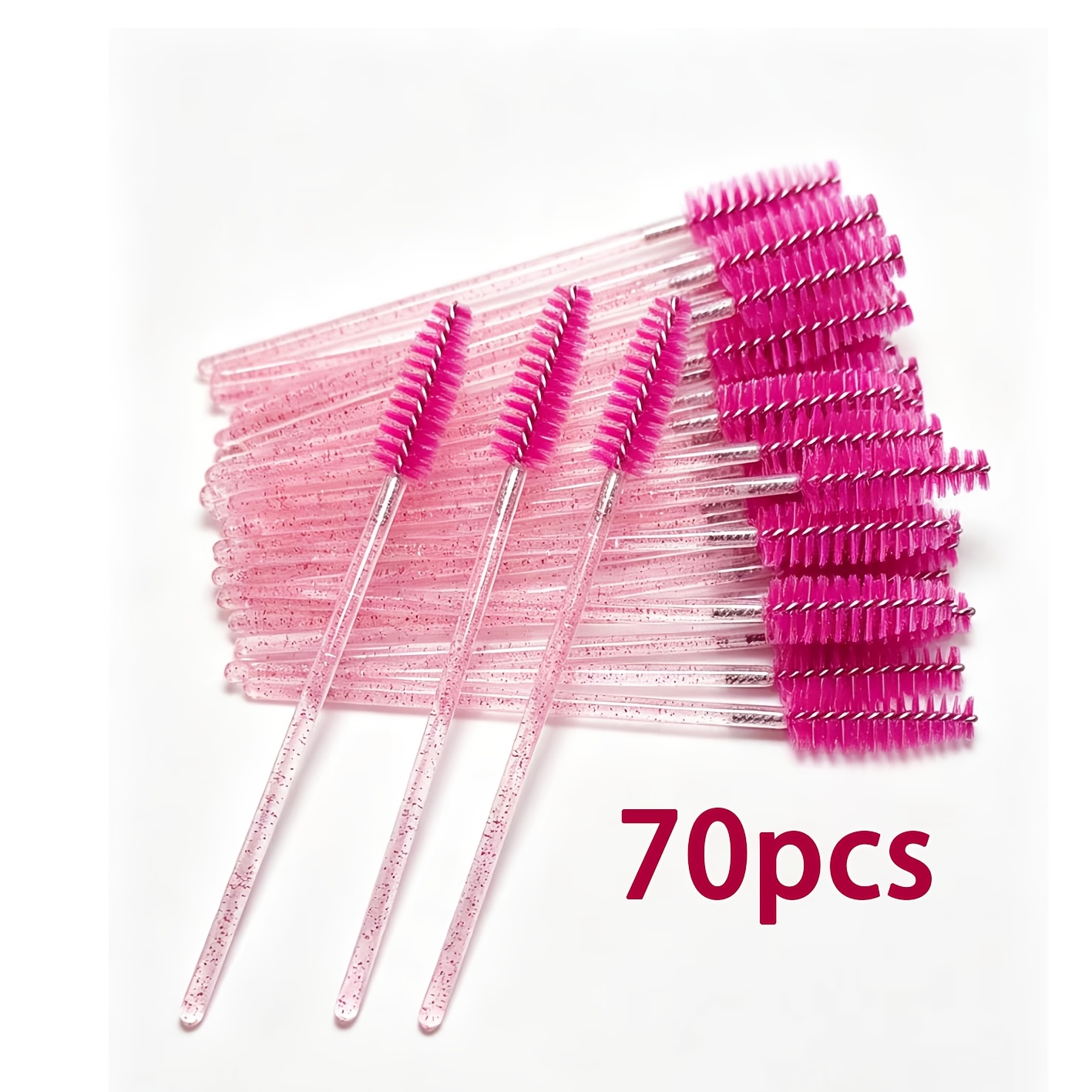 TEMU 70pcs Crystal Rose Red Eyelash Brushes, Mascara Brushes, Lip Brushes, Crystal Eyebrow Brushes And Mascara Sticks, Eyelash Makeup And Extension
