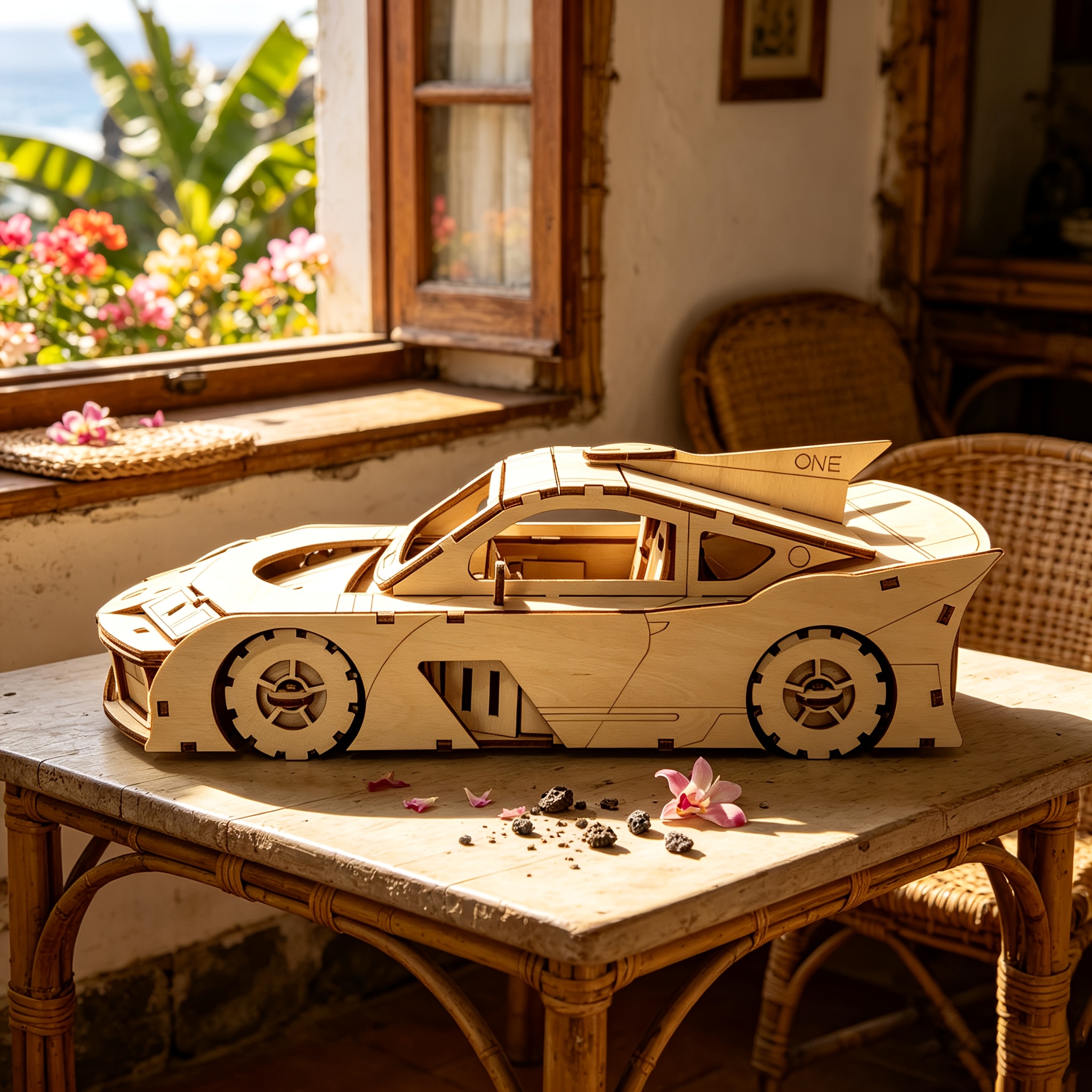3D Wooden Supercar Puzzle, Hand-Assembled Race Car Model Kit