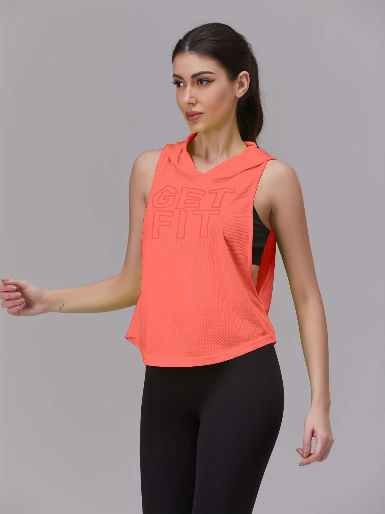 Letter Embroidered Side Open Hoodie, Y2K Sleeveless Loose Eyelet Hoodie For Spring & Summer, Women's Clothing