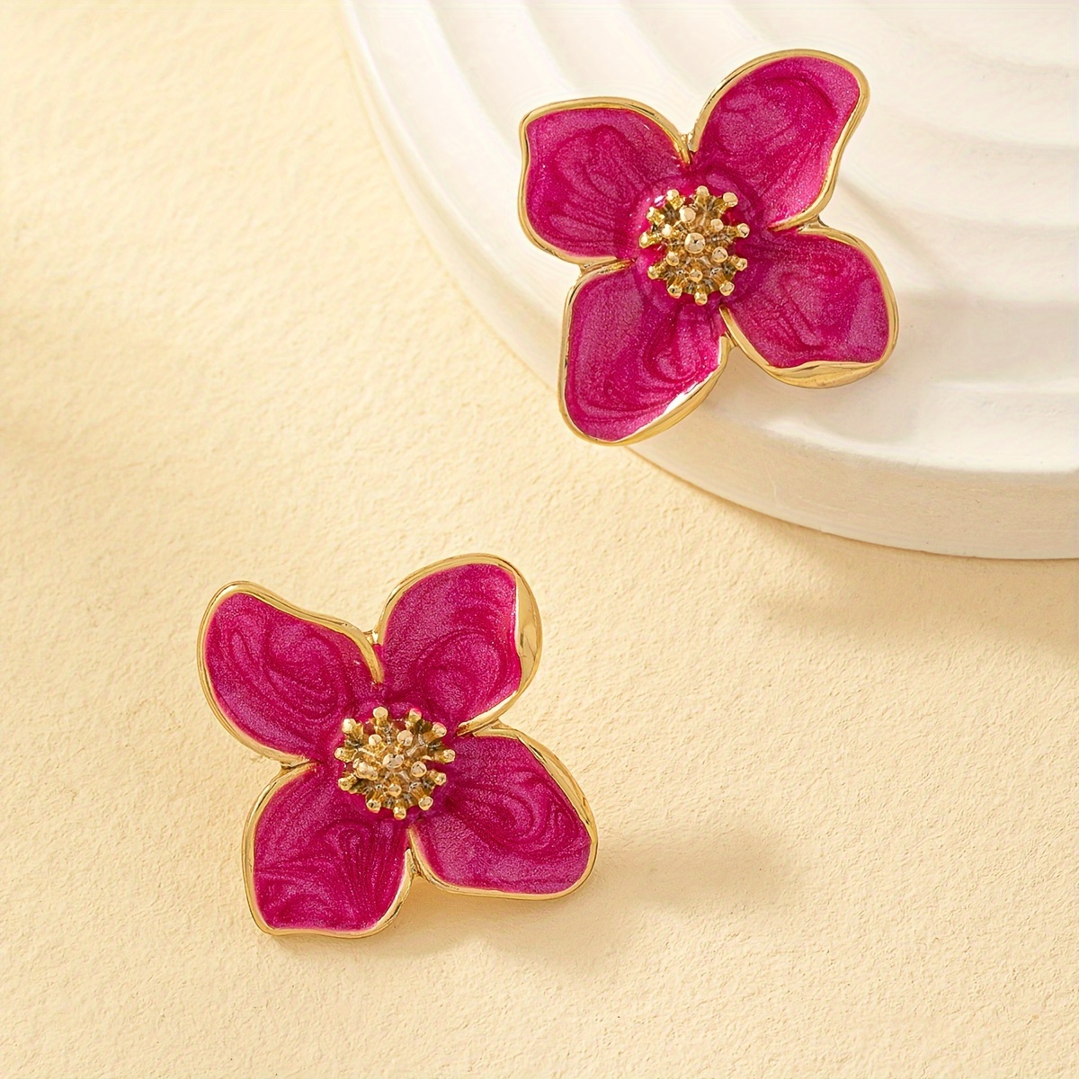 

Tiny Delicate Flower Shaped Stud Earrings Zinc Alloy Plated Jewelry Bohemian Elegant Style For Women Valentine's Day Dating Earrings