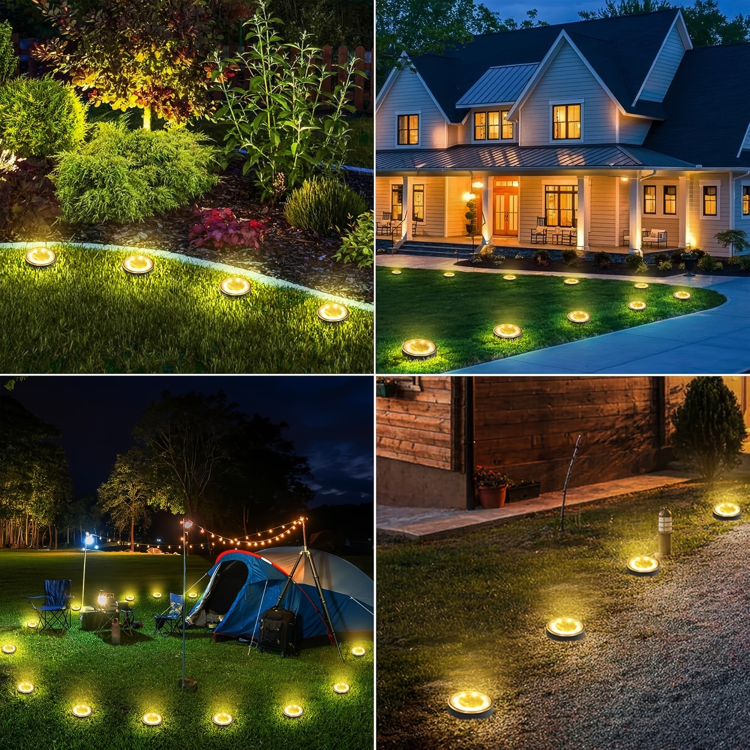 56LED 40LED Lumini Solare de Sol, Set de 7/5 Lumini Solare pentru Statui, IP44 Lumini Decorative de Exterior, Iluminare LED Plată Modernizată pentru Peisaj, Potrivite pentru Alei Exterioare, Grădini, Curți și Alee
