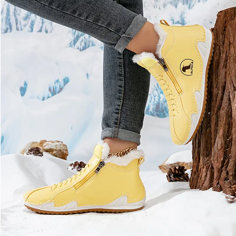 womens winter ankle short boots with plush lining warm zipper lace up closure round toe flat sole multi color options red blue white pink green washable synthetic cover casual boots for wear light outdoor activities winter boots for women elegant classy boots with heels wide width boots for women winter boots for women high quality snow boots shoes for women Product details 8