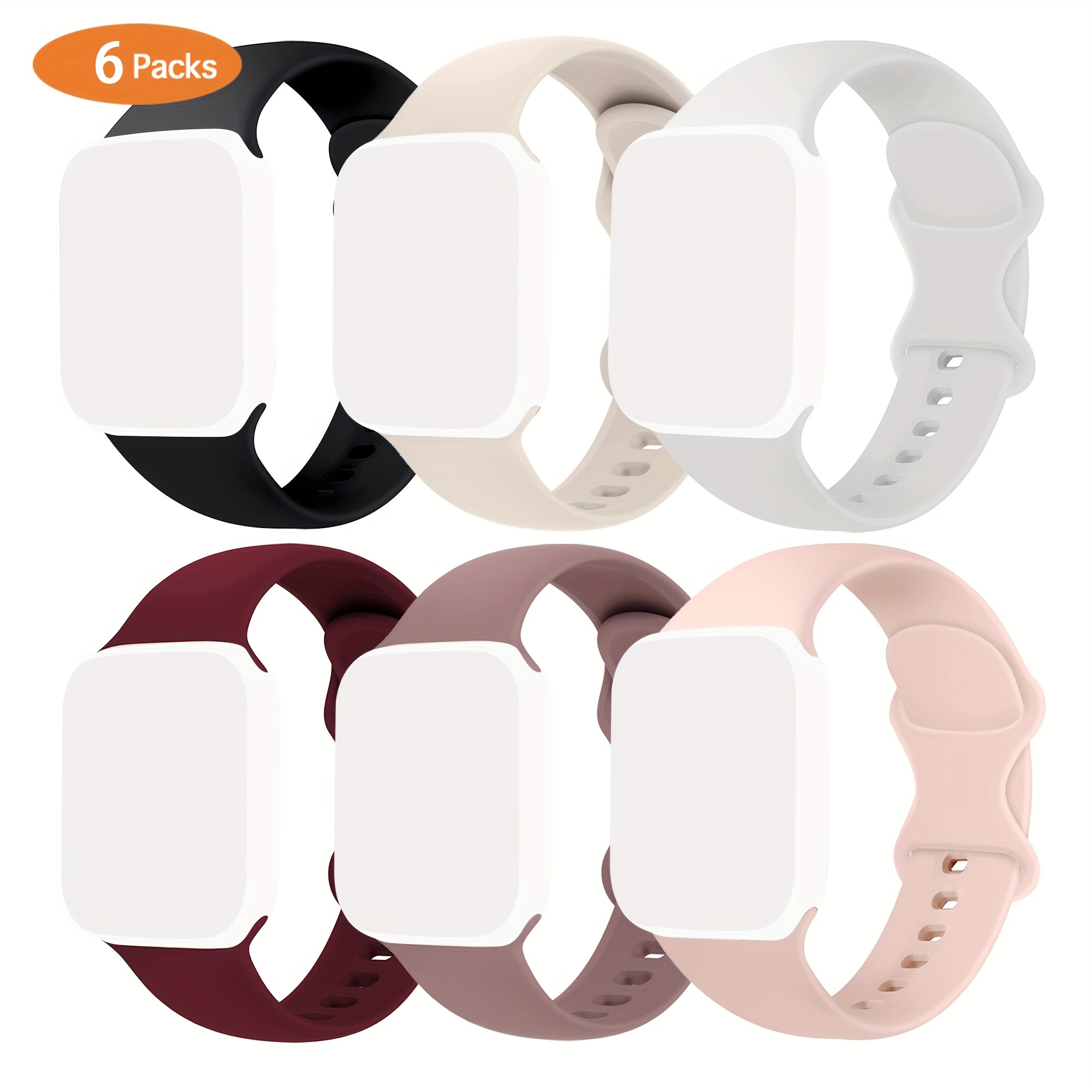 

Keepmini 6pcs Silicone Smartwatch Bands - Waterproof, Clasp, No Battery Required