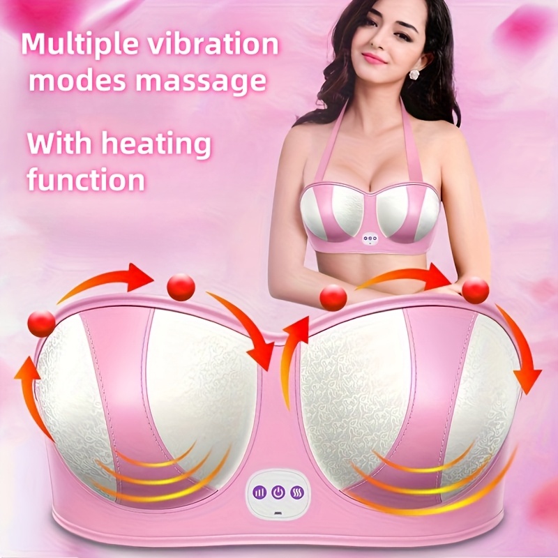 Electric breast massager, multiple vibration modes massage, chest massager with heating, rechargeable chest massager