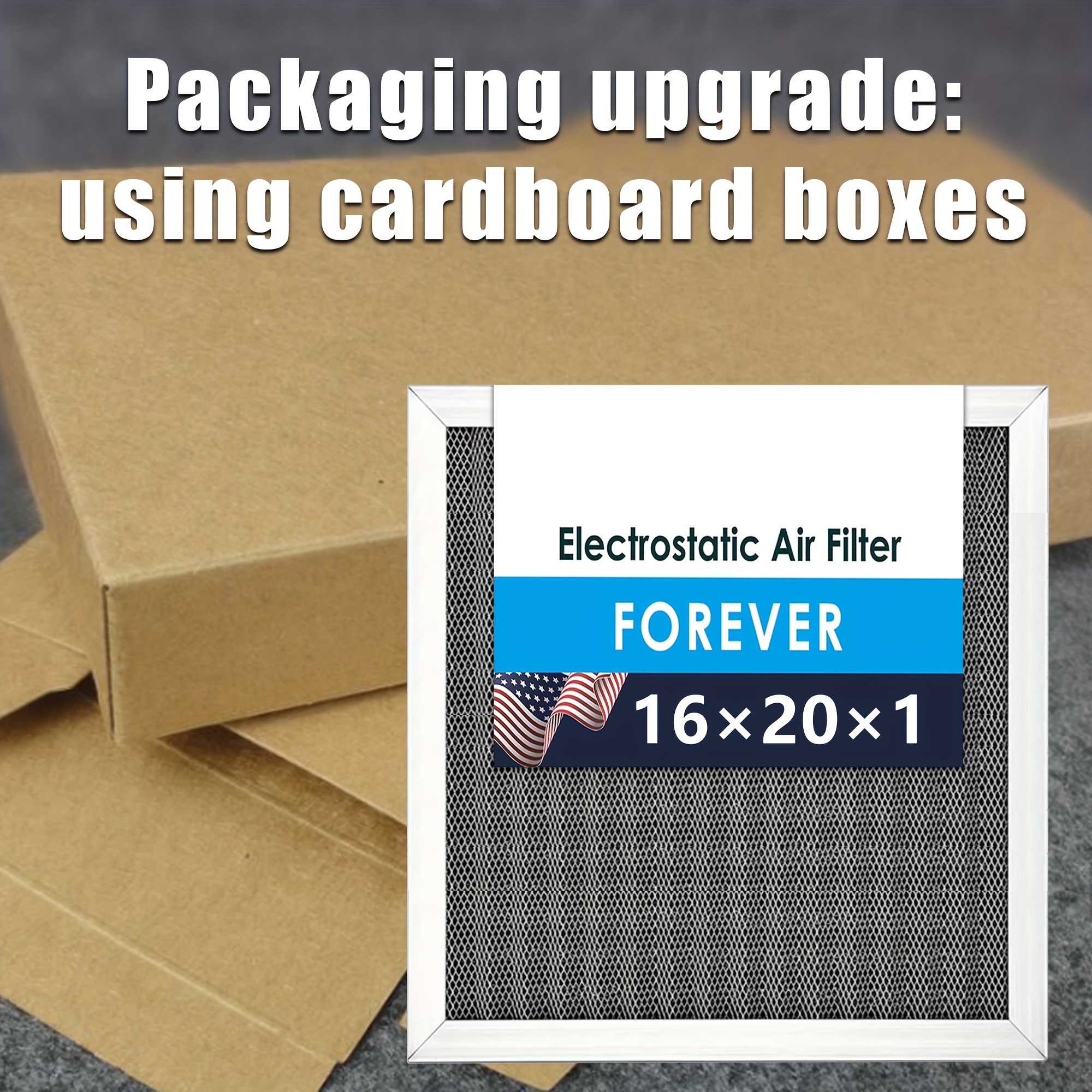 TEMU Reusable Hvac Furnace Air Filter(paper Box Packaging), Washable & Permanent Merv 8 Electrostatic Hvac Furnace Filter, Aluminum Alloy Frame,