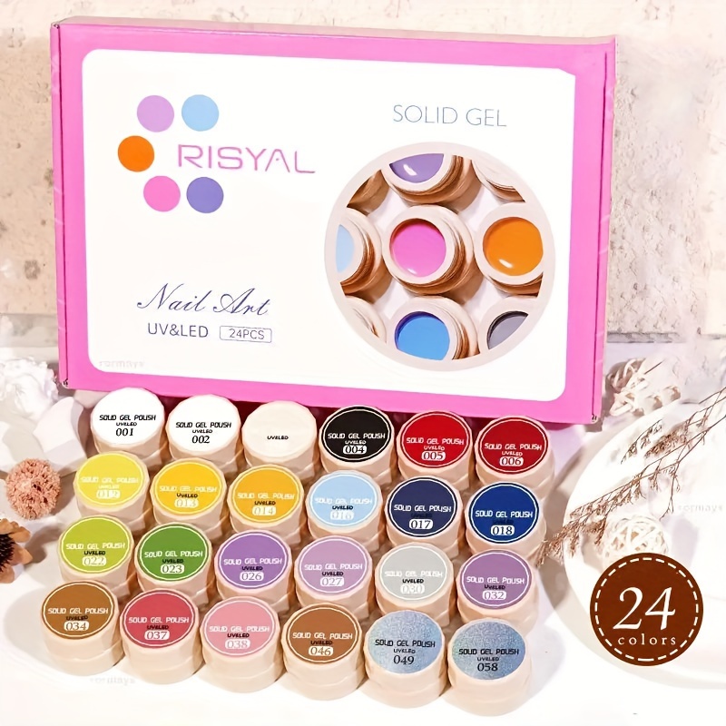 TEMU 24pcs Soak Off Gel Nail Polish Set, Glittery White And Red Solid Gel Nail Polish - Long-lasting, Easy To Apply, And Nail Art At Home