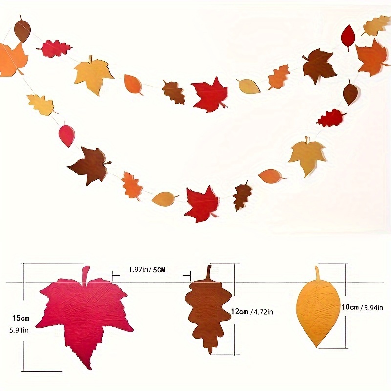 2 Meter Long Thanksgiving Decoration, Maple Leaf Banner, Holiday And Party Home Decor, Gathering And Decoration