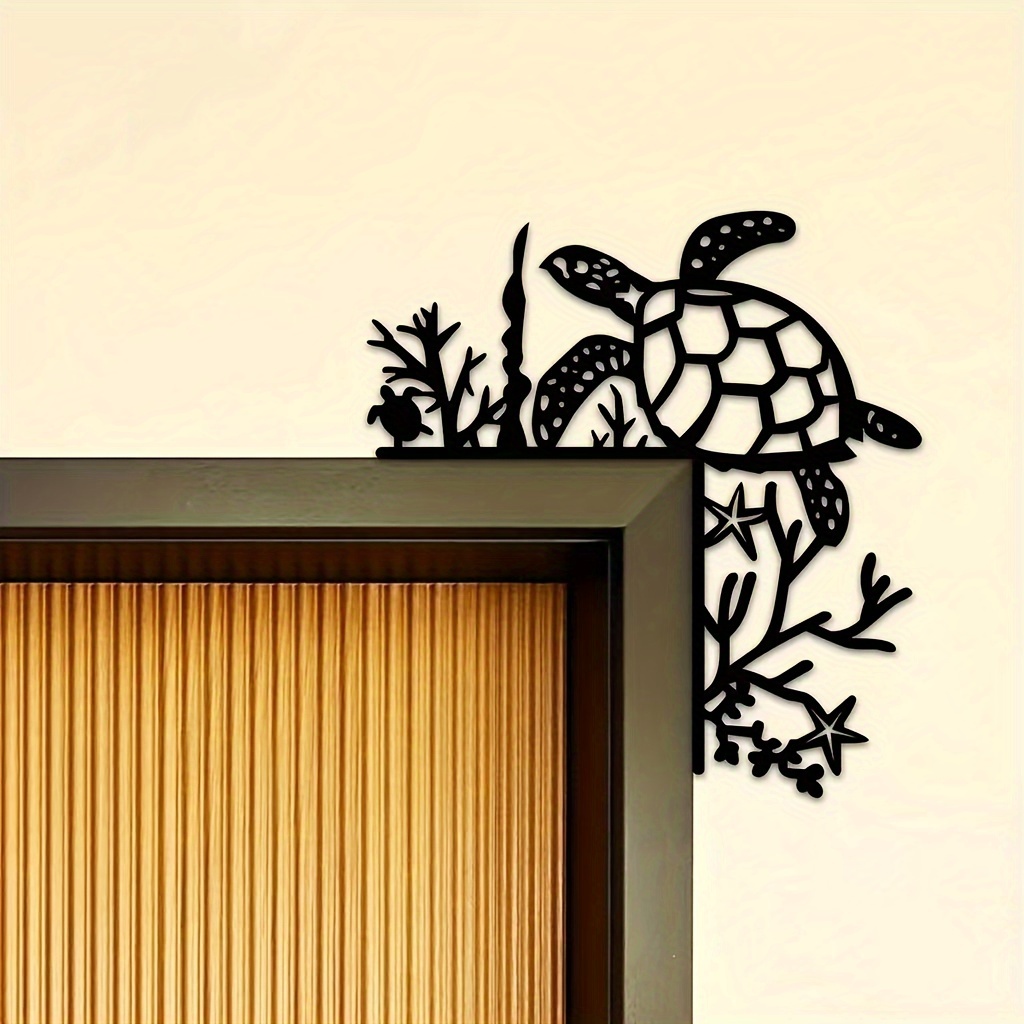 

1pc Nautical-themed Metal Turtle Wall Decor - Ocean-inspired Art For Door Frames & Walls, Vertical Orientation, No Power Needed, Featherless Design, Turtle Decor