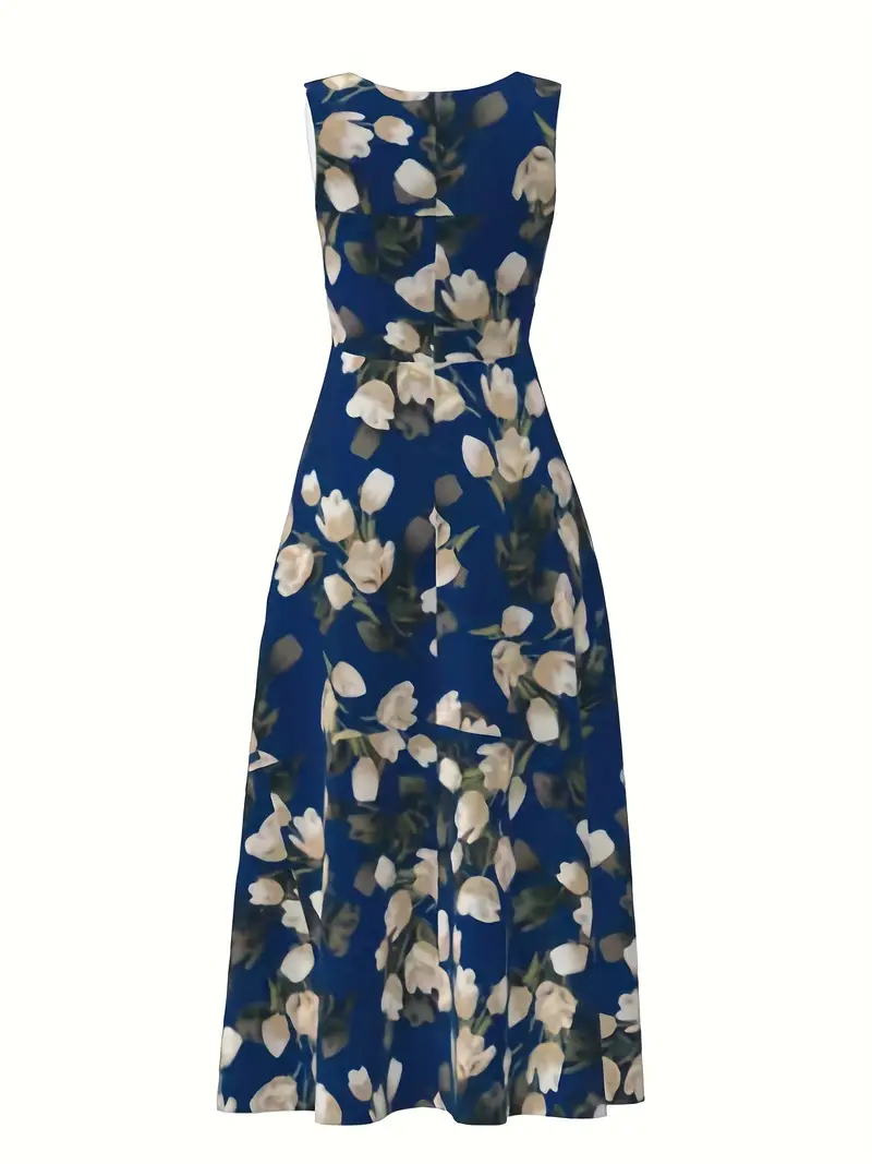 womens elegant v neck sleeveless a line dress floral print semi sheer lightweight fabric breathable versatile for casual to formal occasions attire medium fabric Product details 22