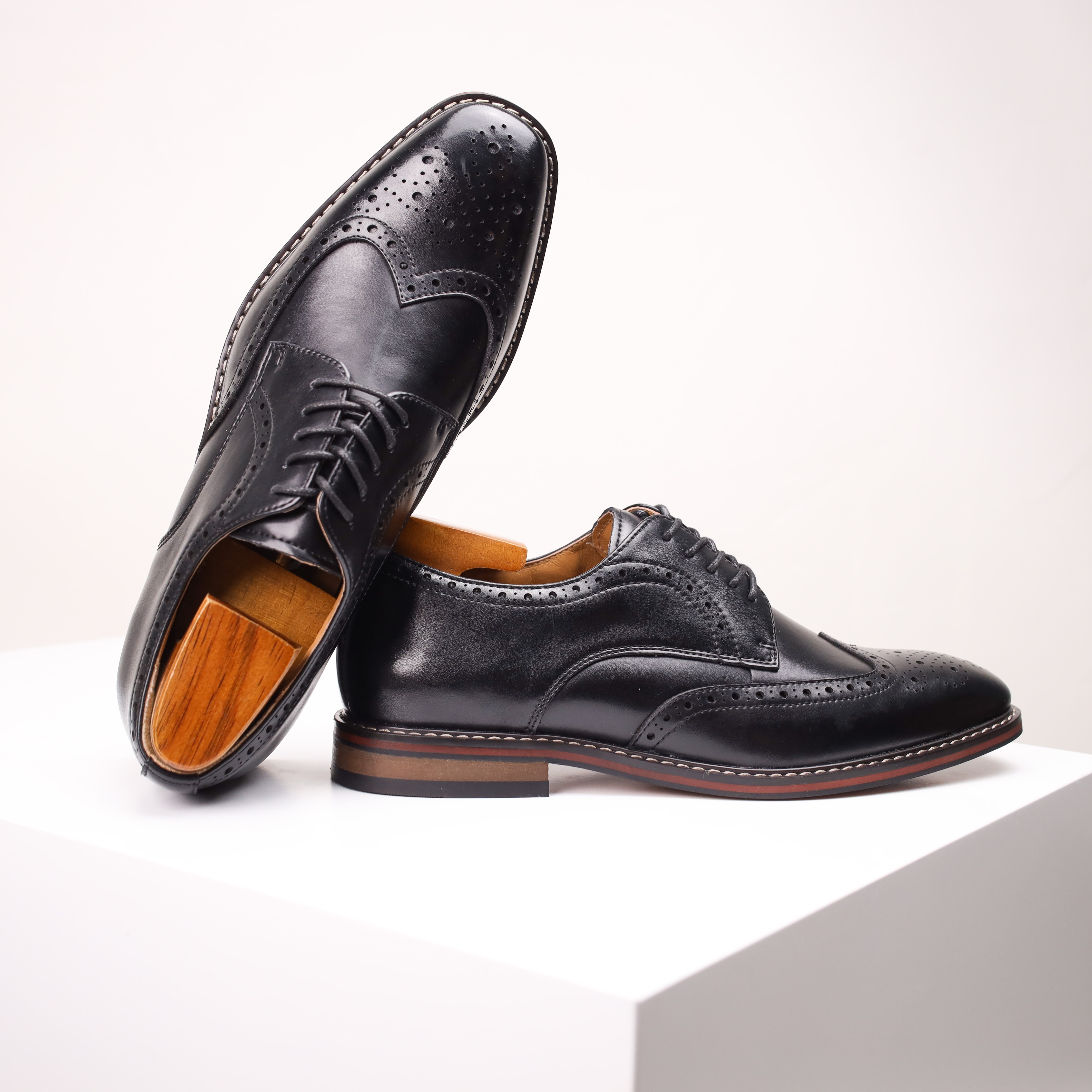TEMU 1pair Genuine Shoes - Classic British Business Dress Shoes, , Round Toe, , , Cowhide Lining & Insole,