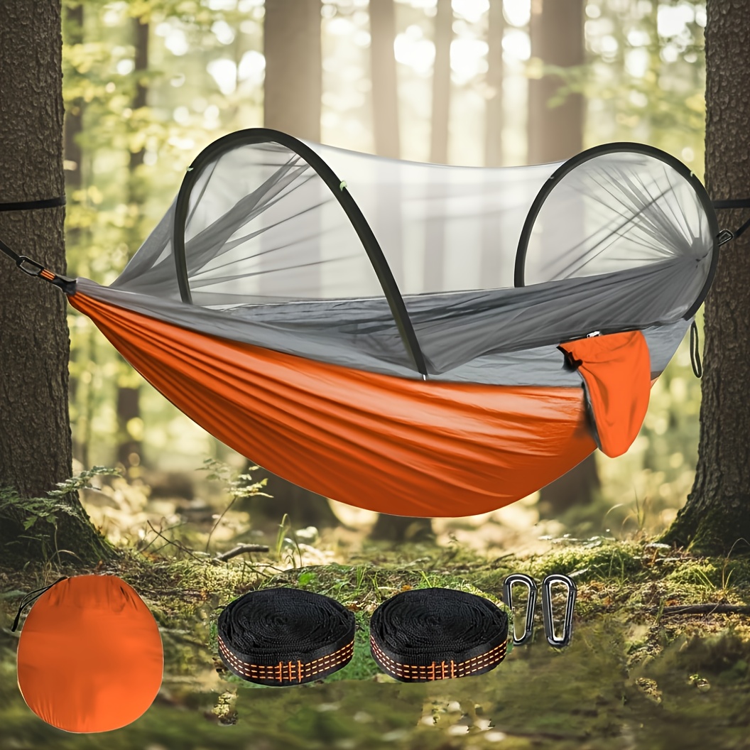 Hamacas para exteriores para el jardín, hamacas para acampar, hamacas individuales y dobles portátiles, hamacas de paracaídas de nailon ligero con correas para colgar, adecuadas para uso en exteriores, jardines, hamacas a prueba de mosquitos