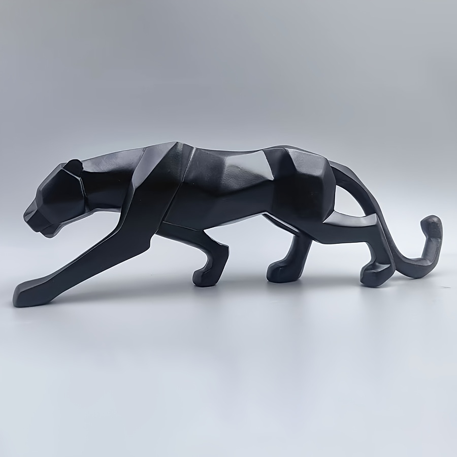TEMU 1pc Modern Abstract Geometric Leopard Statue, Resin Animal Decorative Crafts, Suitable For Home And Office Decoration, Desktop Ornaments, Living