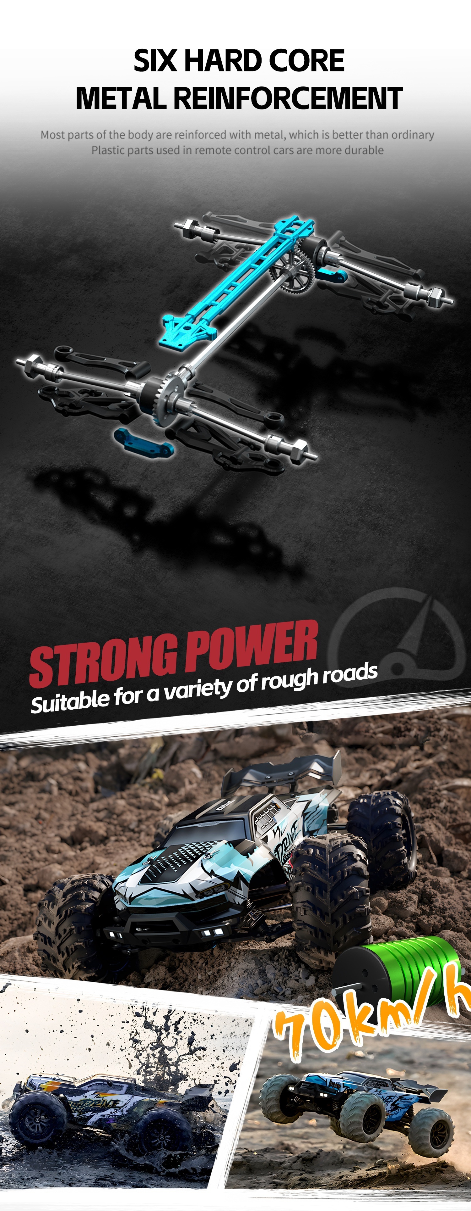 1:16 Scale 70Km/h Super High Speed RC 4WD Off-road Vehicle RC Climbing Car Brushless Motor Youth Over 14 Years Old Children And Adult Racing Toys, Most Ideal Gift