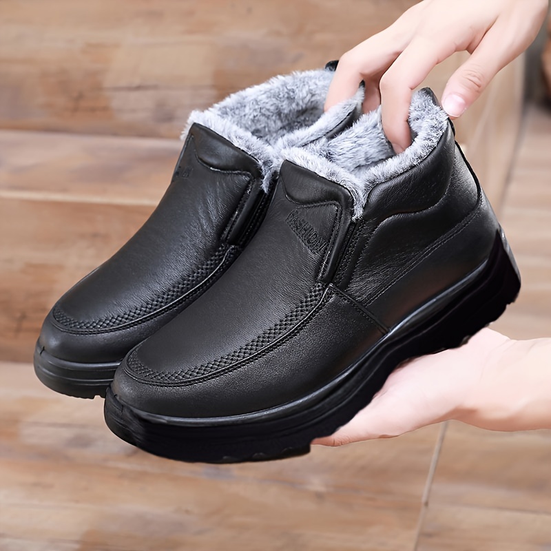 

Men's Winter Slip-on Boots - Soft Sole, Non-slip, Fleece Lining For Comfort & Style