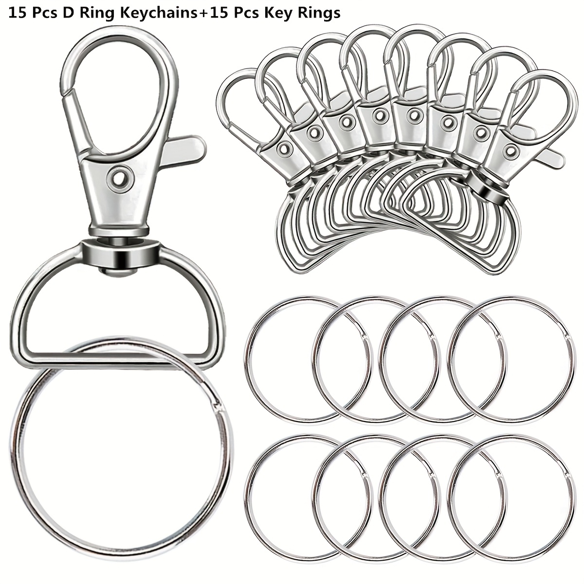 30/50pcs Swivel Clasps Lanyard Snap Hooks Keychain Clip Hook Clasp Metal Hook Clasp With D Rings For Keychain Purse Hardware Sewing Craft