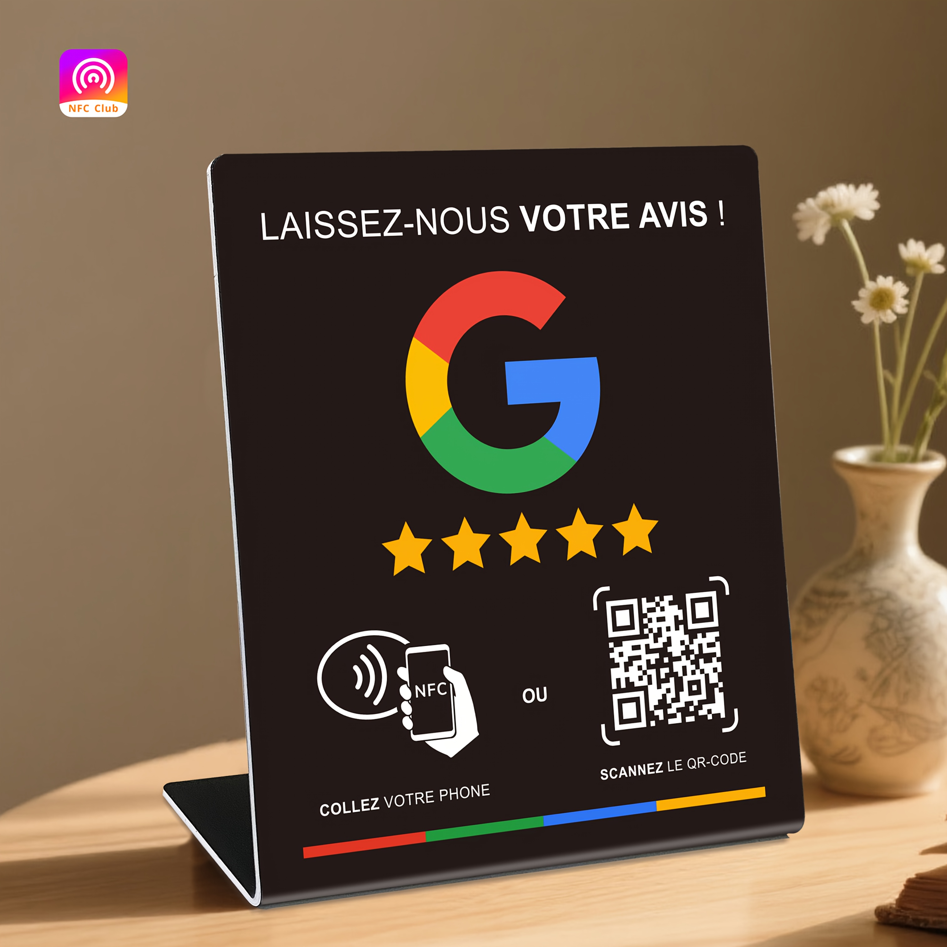Présentoir d'intégration des réseaux sociaux d'entreprise - NFC TAP & Code QR, Configuration facile et gestion des liens de commentaires, Matériau PVC durable, Parfaitement compatible avec Google Reviews et l'intégration des réseaux sociaux, Présentoir de visualisation des réseaux sociaux – Image 5