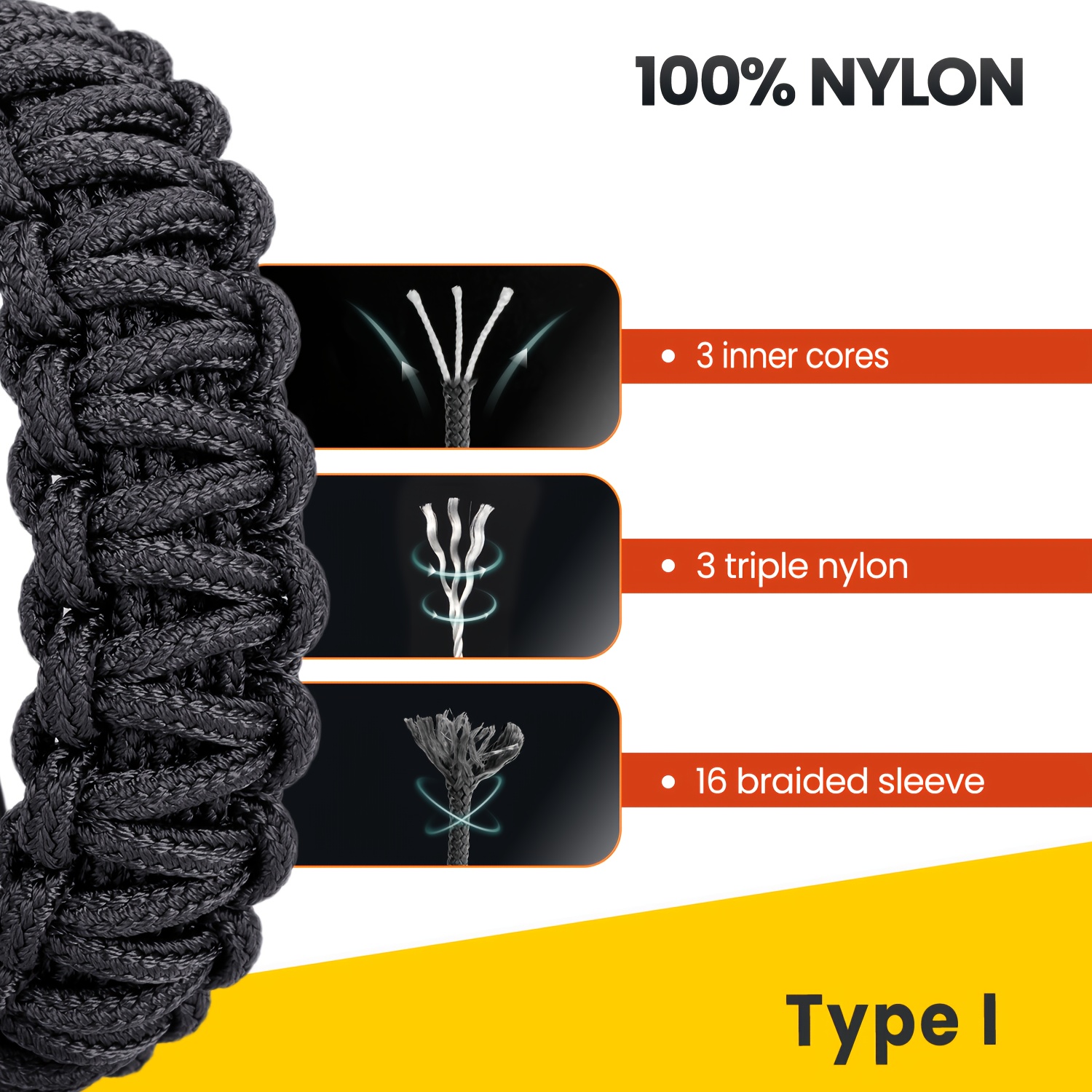 100% Nylon Rope, 30M Length, 2mm Thick for Outdoor Projects