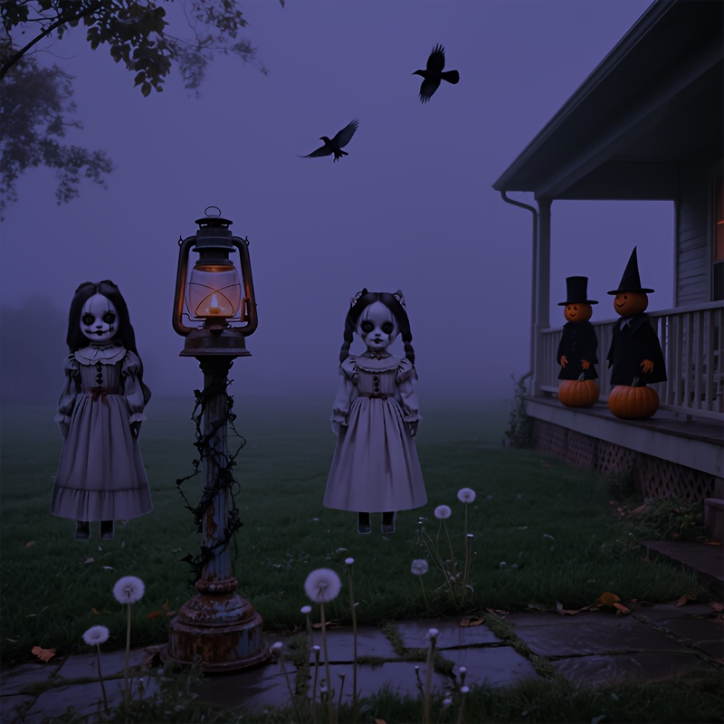 TEMU 2pcs Of Haunted Retro Gothic Dolls, Weather-resistant Halloween Courtyard Decorations, Outdoor Displays Of Haunted Houses For Garden Parties,