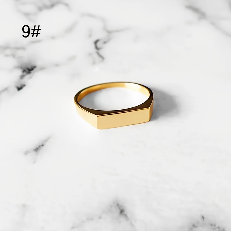TEMU Square Rings | Delicate Rectangular Rings For Women | Customized Name Rings | Engraved Geometric Rings | Fashion Rings For All