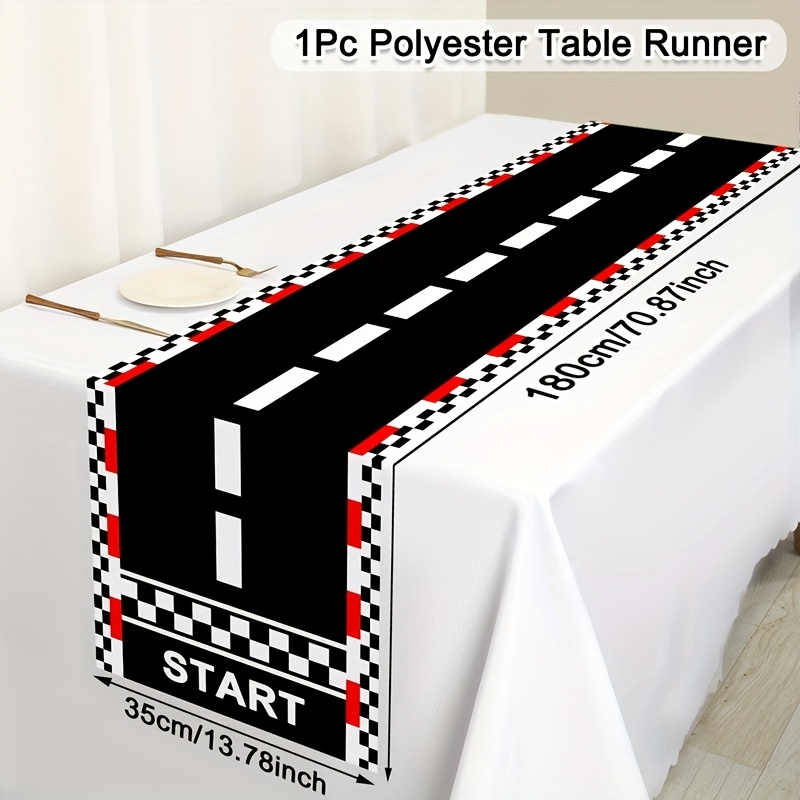 E-shop 1 Stück Tischdecken im -Design, Maße 35 x 180 cm, aus Polyester. Diese schwarz-rot karierten Tischdekorationen sind für eine Geburtstagsfeier im