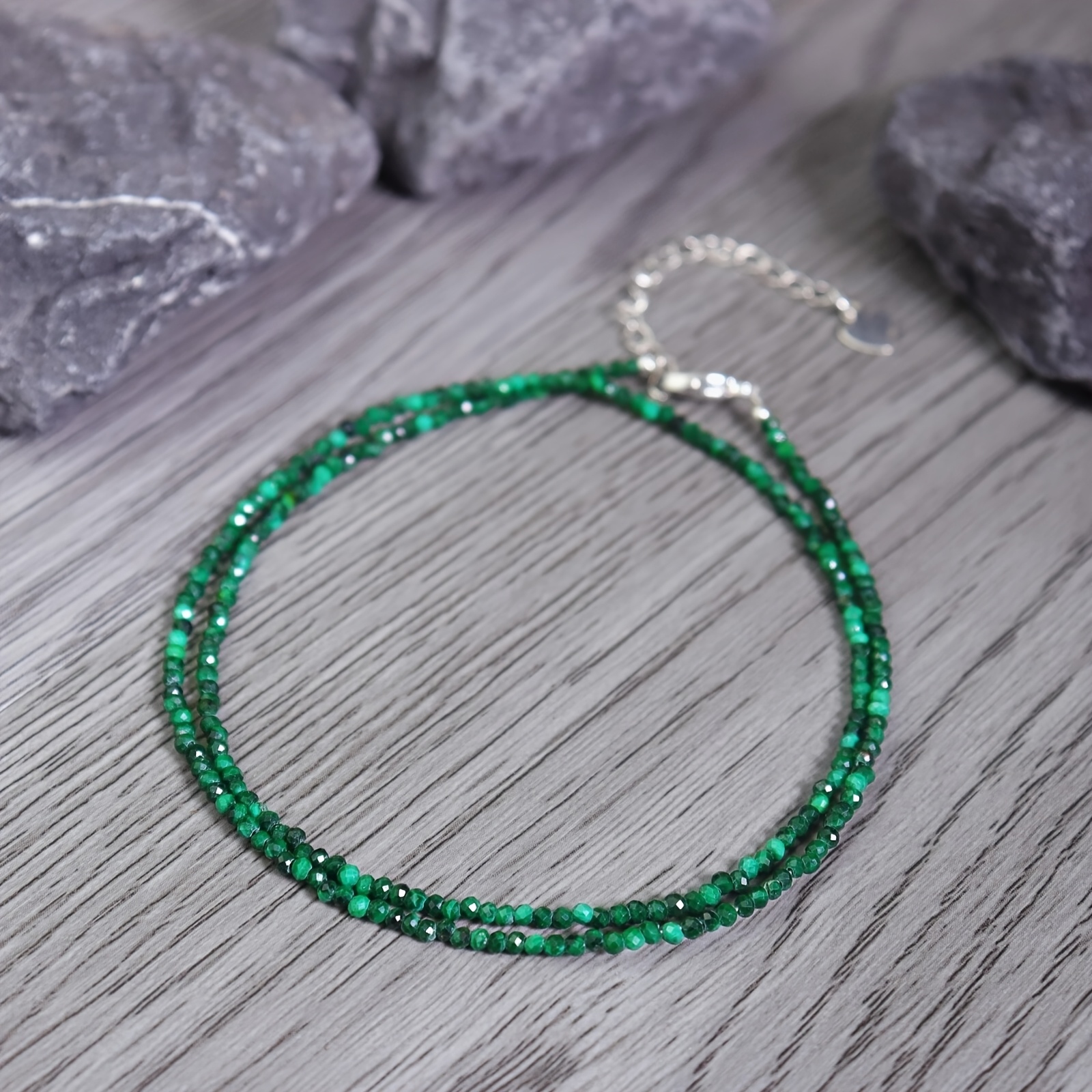 Image of 1pc Natural Stone 3mm Malachite Necklace Malachite Quartz Exquisite Layered Necklace Minimalist Gift Perfect Gift For Women