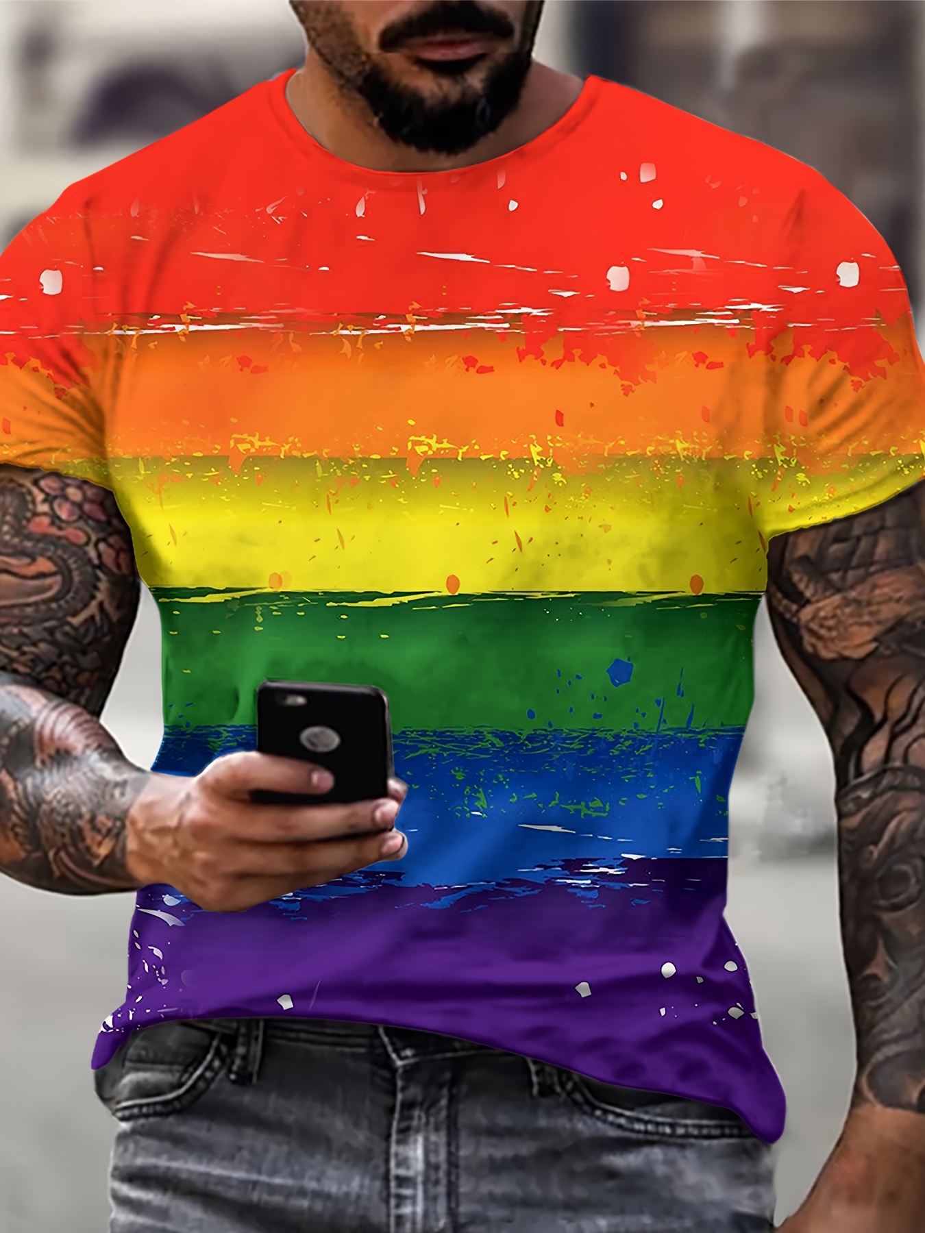 LGBT Rainbow Flag Print Athletic Sleeveless Shirts Workout Gym Moisture  Wicking Quick Dry Breathable, For Running Fitness Exercise Active Top For  Men
