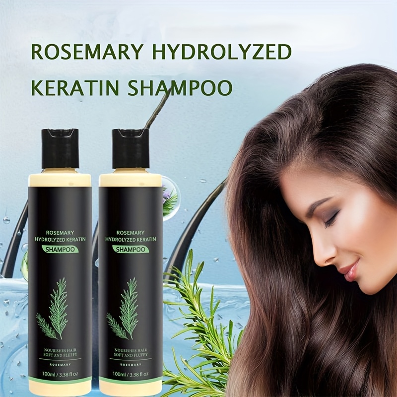 TEMU 2pcs*3.38oz Rosemary Hydrolyzed Keratin Shampoo - Fresh And Non-greasy, Enriched With Rosemary Extracts And Amino , , Volume , Daily/travel Hair