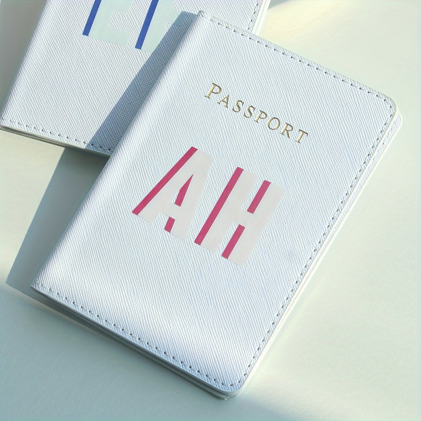 TEMU Personalized Initial Letter Passport Cover Customized Monogrammed Letters Combination Passport Holder Customize Chic Document Card Holder Gift