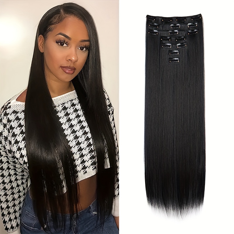 

Synthetic Long Hairpiece Fit Straight Hairpiece 16 Clips Hairpiece Suitable For Any Style For Women