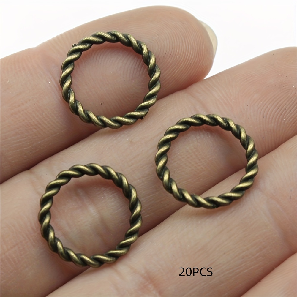 20pcs Silvery Bracelet Additions Components Twisted Rings Macrame Rings Spacer Beads Loose Beads Jewelry Silvery Jewelry Components 15x15mm